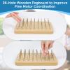 OLVULGG 36-Hole Wooden Pegboard for Occupational Therapy, Hand Therapy Peg Board with 3 Sizes of Round Iron Pegs to Improve Finger Dexterity, Fine Motor Coordination & Sensory Rehabilitation view 4