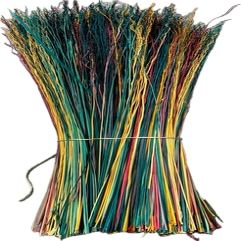 1 Pound Bundle Natural or Dyed/Colored Broomcorn Hurl for Broom Making and Crafting (Multi Color Mix, 20 Inch)