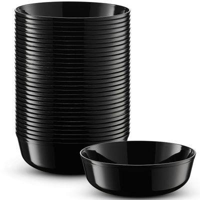 BloominGoods Disposable Plastic Dessert Bowls, 50-Pack 6 Oz. Small Heavyweight Black Bowls For Party, Wedding Or Event