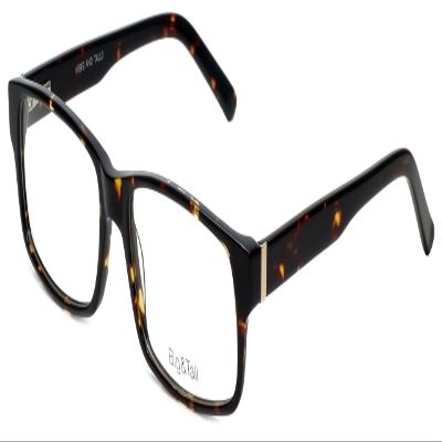 Calabria Big&Tall 03 Rectangular Blue Light Blocking Reading Glasses +1.25 Dark Tortoise Havana Brown Gold Men Women