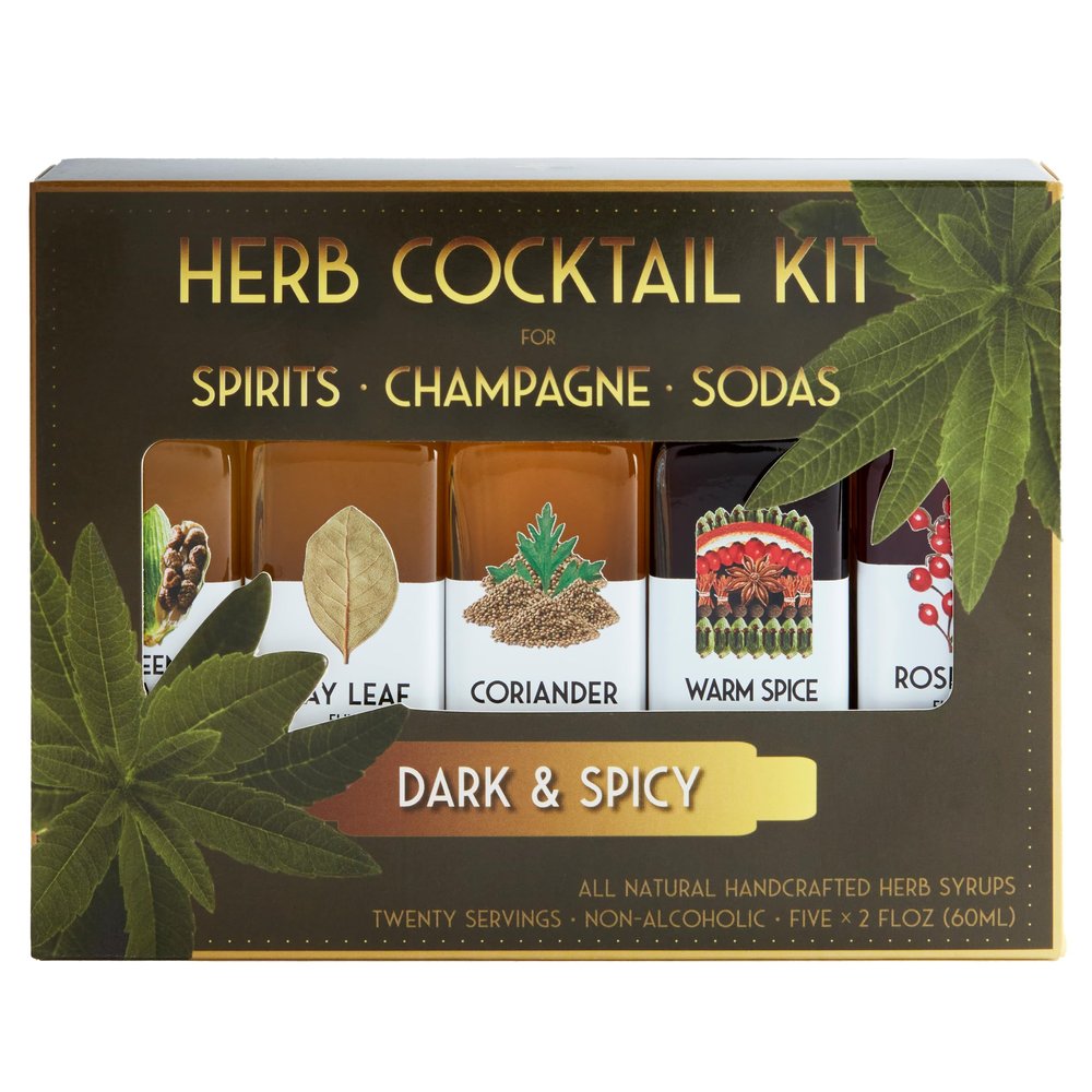 Floral Elixir Co. - All Natural Herb Syrup Cocktail Kit - Gift Set - Assortment of 5 (2 oz) Elixirs (Dark & Spicy)