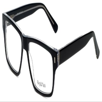 Calabria Big&Tall 13 Rectangular Reading Glasses +3.50 Black Crystal Men Women