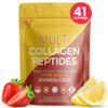 Healthy Living Proteins - Hydrolyzed Multi Collagen Peptides Powder Types I, II, III, V & X - Grass Fed Bovine, Wild Caught Marine, Free Range Chicken - Gluten Free (Strawberry-Lemonade, 16 oz) view 1