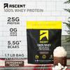 Ascent 100% Whey Protein Powder - Post Workout Whey Protein Isolate, Zero Artificial Flavors & Sweeteners, Gluten Free, 5.5g BCAA, 2.6g Leucine, Peppermint Mocha 1.7 lb view 2