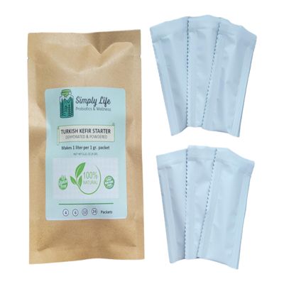 Simply Life Probiotics & Wellness Dried Kefir Milk (24 packets), Homemade Kefir, Ready To Use, Pajaritos, Bulgaros, Starter Powder, Make Kefir Just Adding Milk
