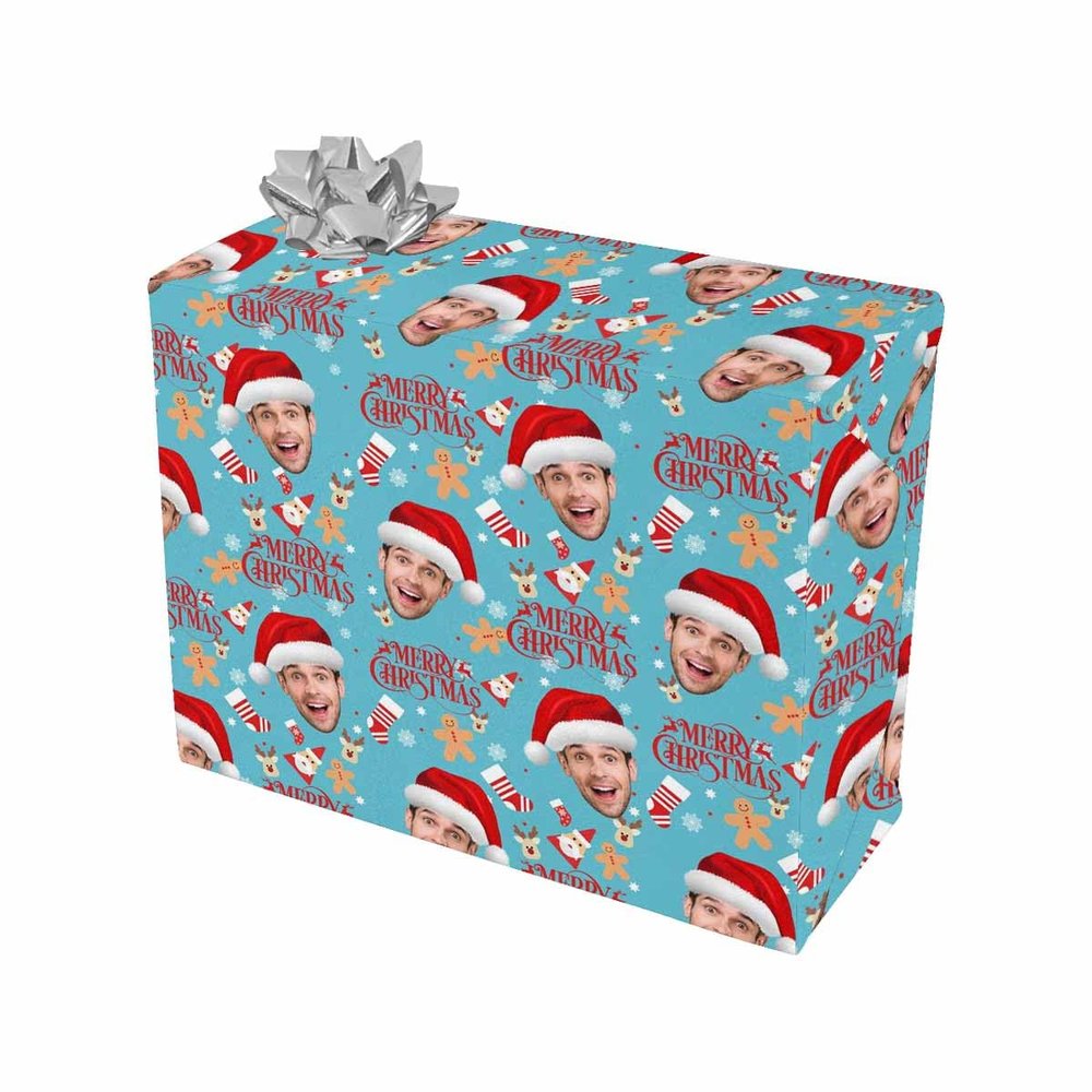 MyPupSocks Custom Birthday Wrapping Paper Blue Birthday Wrapping Paper Rolls Xmas Wrapping Paper Personalized Wrapping Paper Wrapping Paper Christmas 2 Rolls