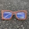Melrose Oprah style Bling Rhinestone Square Reading Glasses For Women Shiny Diamond Bifocal photochromism Eyeglasses (pink, 2.75) view 2