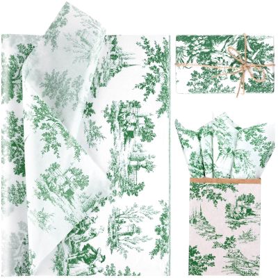 Bolsome 80 Sheets 20*14 Inches Vintage Print Tissue Paper for Gift Wrapping, Blue French Toile Gift Wrap, Retro Decorative Tissue Paper for Wedding, Birthday, Bridal Shower DIY Craft