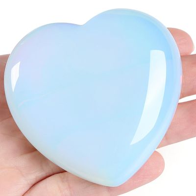 MAIBAOTA 60 mm Opalite Crystal Large Heart Love Stone Healing Crystals Heart Stone for Women Natural Reiki Gemstone Polished Heart Shaped Rocks Meditation