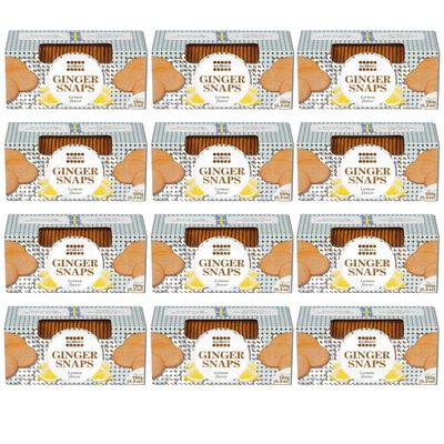 Nyakers Swedish Pepparkakor Lemon Ginger Snaps Cookies - Old Fashioned Thin Ginger Cookies Made with Real Ginger - Authentic Lemon Ginger Biscuits Palm Free - 5.3oz Vegan Cookies Box (Pack of 12)