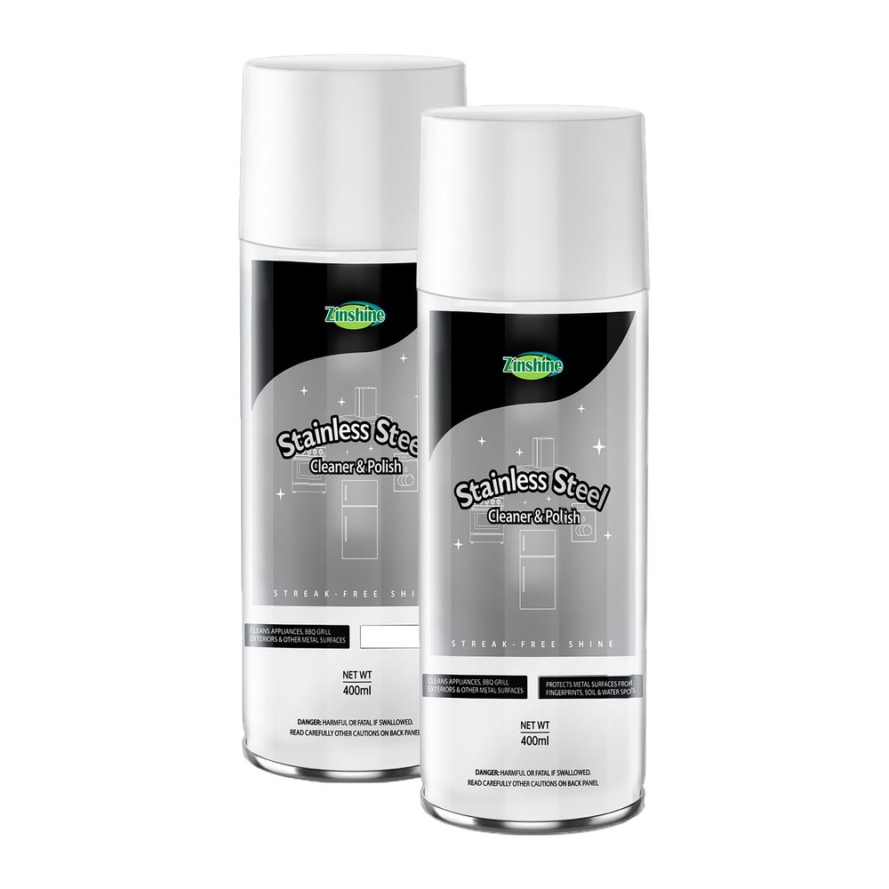 Zinshine Stainless Steel Cleaner Spray, Sink Cleaner, Kitchen Appliance Cleaner, Fingerprint and Residue Remover for Kitchen Appliance, Refrigerator, Sink and Microwave(Pack of 2)