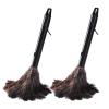 2pcs Ostrich Feather Duster for Cleaning, 9.8-16 inch Fluffy Natural Retractable Feather Duster with Retractable Handle (Black) view 1