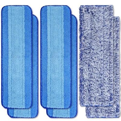 6 Pack Microfiber Cleaning Pads for Mop Hardwood Floor Cleaner Mop Replacement,Deep Microfiber Cleaning Pad Dusting Pad Wet Mop Dry Dust Mop Cleaner (Blue)