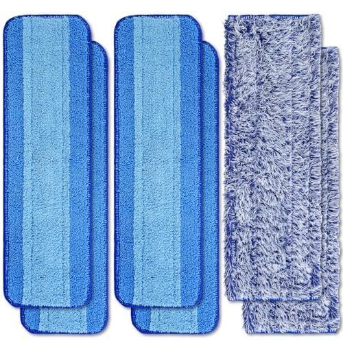 6 Pack Microfiber Cleaning Pads for Mop Hardwood Floor Cleaner Mop Replacement,Deep Microfiber Cleaning Pad Dusting Pad Wet Mop Dry Dust Mop Cleaner (Blue)