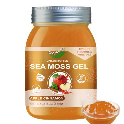 QANLOI Seamoss Raw Gel with Irish Sea Moss,Sea Moss Supplement-Immune Support-18.5OZ Sea Moss Advanced (Apple Cinnamon)