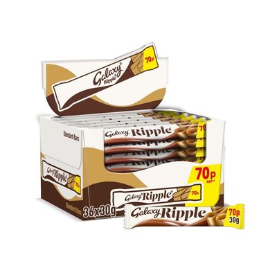 Galaxy Ripple Milk Chocolate Snack Bar 30g (Pack of 36) - Imported from the UK
