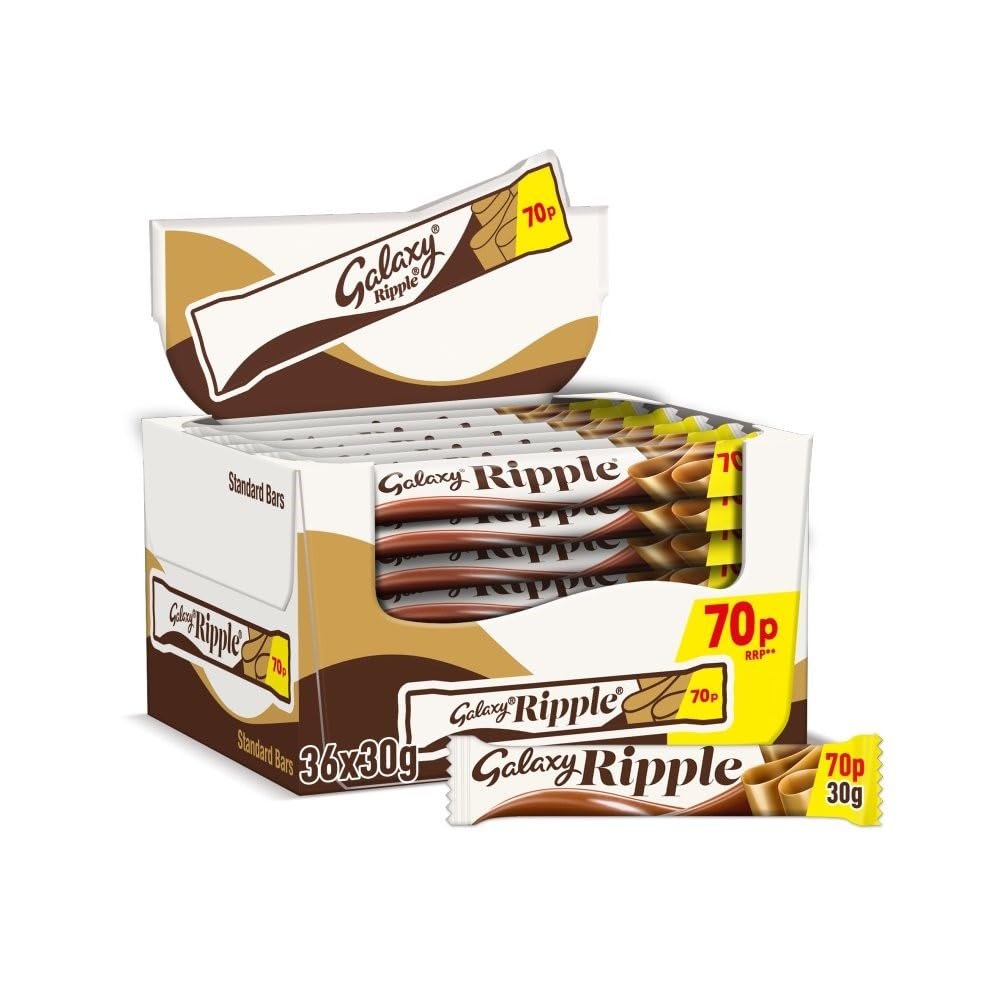 Galaxy Ripple Milk Chocolate Snack Bar 30g (Pack of 36) - Imported from the UK