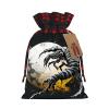 Yioniii The scorpion with its claws looking at the moon pattern Christmas Drawstring Gift Bags, Wrapping Bag with Ribbon for Xmas Holiday Presents Party Favor Goody BagsGrey,S view 1
