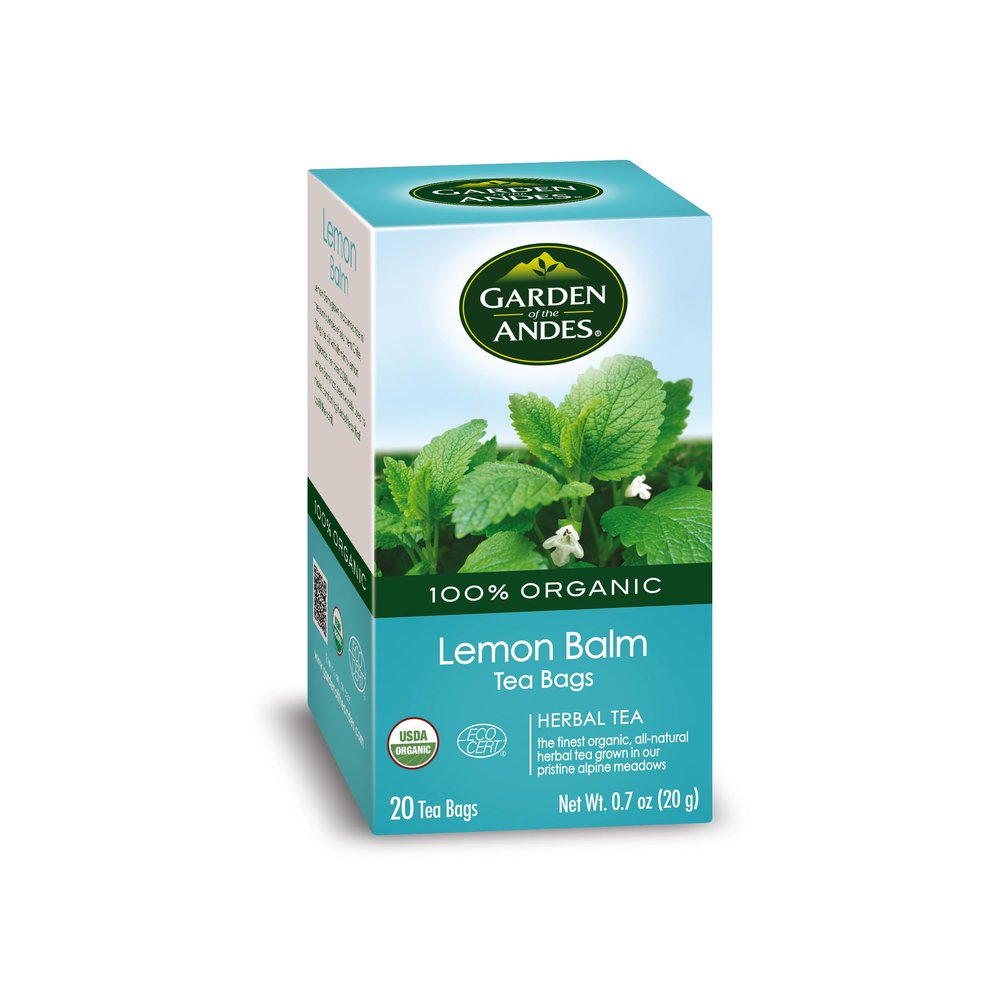 Garden of the Andes - Lemon Balm Herbal Tea - 20 Individually Wrapped Tea Bags - Organic, Caffeine Free - Calming and Digestive Support, Chilean Andes Origin