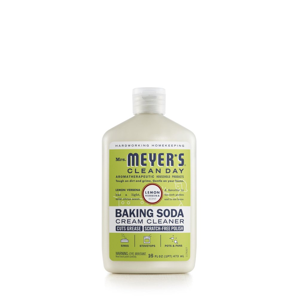 MRS. MEYER'S CLEAN DAY Baking Soda Cream Cleaner, Cuts Grease, Scratch-Free Polish, Lemon Verbena, 16 Fl Oz, Pack of 1