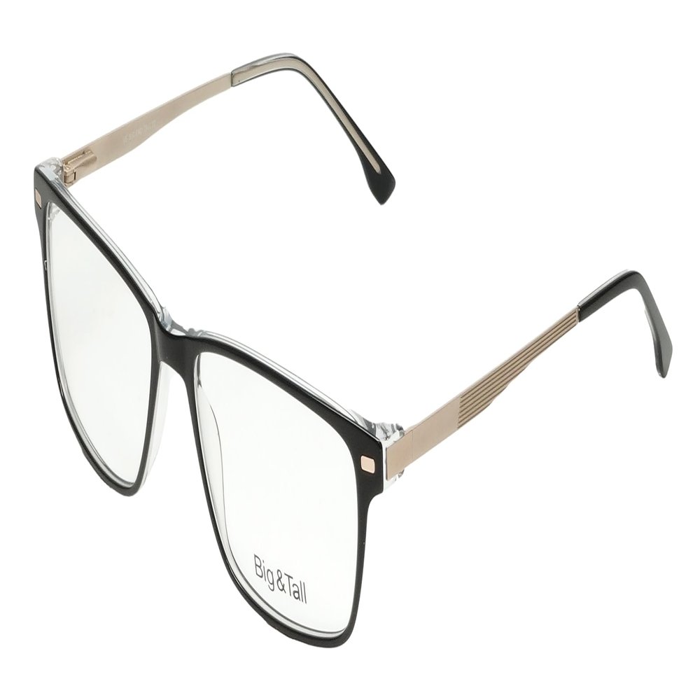 Calabria Big&Tall 22 Square Reading Glasses +2.75 Black/Clear Crystal Men Women