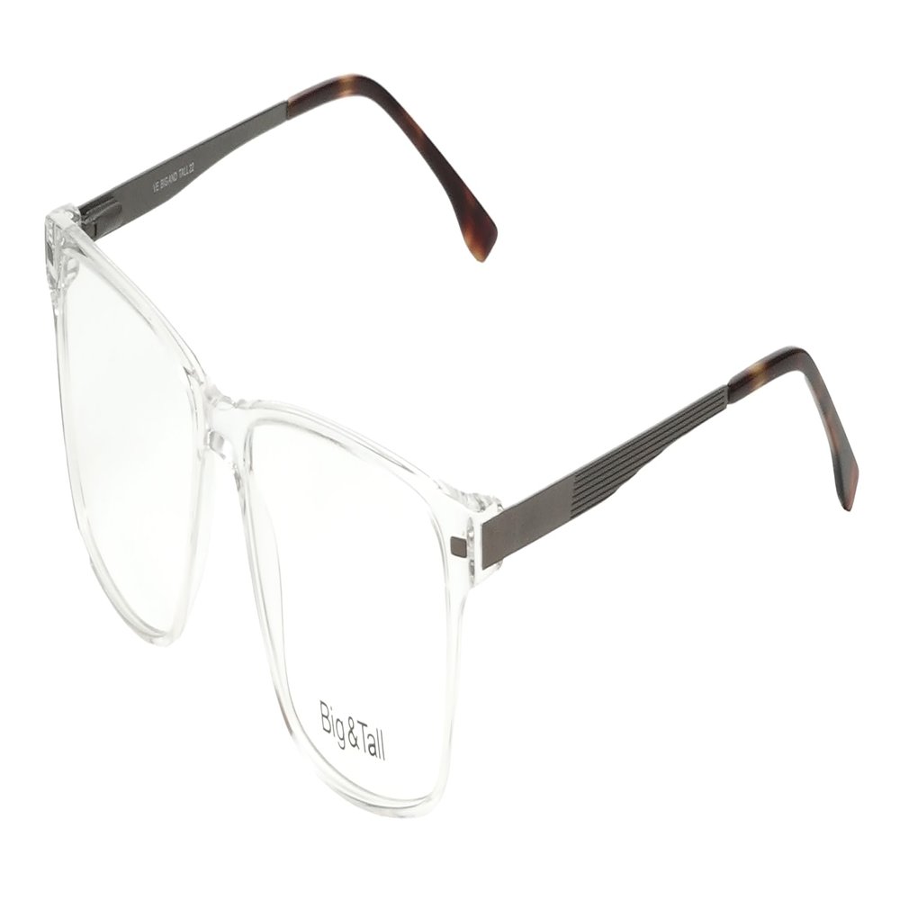 Calabria Big&Tall 22 Square Blue Light Blocking Reading Glasses +1.00 Crystal Clear Men Women