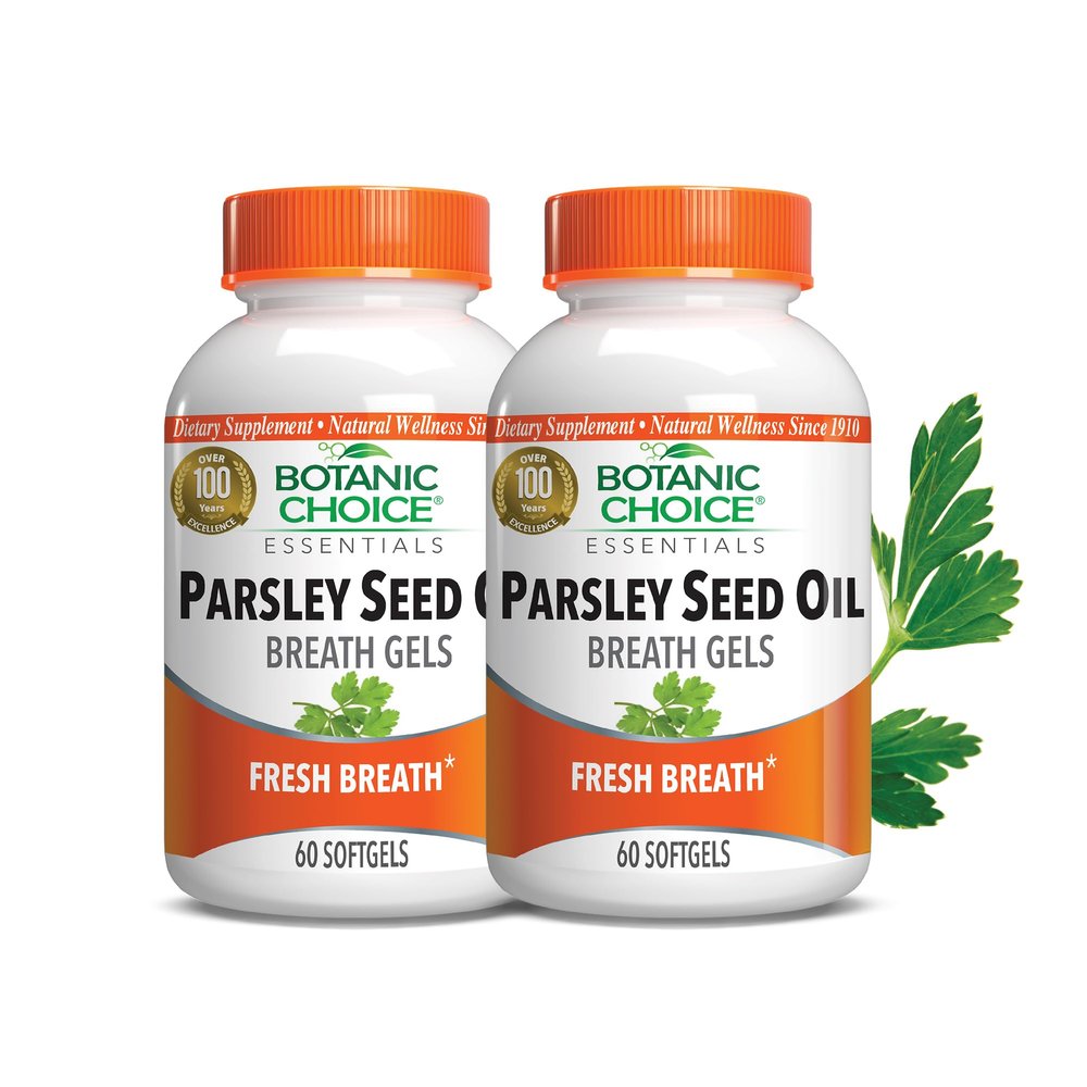 Botanic Choice Parsley Seed Oil-for Bad Breath from Odor-Causing Foods-Odor Neutralizer from Within-Breath Freshener gels-60 Softgels - 2 Pack