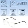 Calabria Big&Tall 22 Square Blue Light Blocking Reading Glasses +2.50 Crystal Clear Men Women view 3