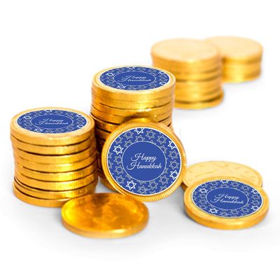 80 Pcs Hanukkah Candy Party Favors Chocolate Coins - Gold Foil - Star of David