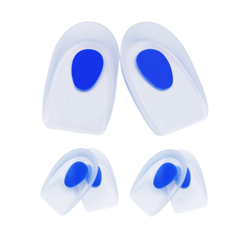 4pack-Gel Heel Cups for Kid's SportTraction Shock Absorbing Lightweight/Kids Heel Cups for Heel Pain Sensitive Heels, Ankle Pain, Plantar Fasciitis, or Heel Spurs (Kid's 1-4)