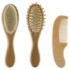 Healvian 1set Wool Hair Brush and Wooden Comb Ergonomic Scalp for Newborn Hair Care Gentle Brush for Daily Use Safe and Comfortable Supplies view 1