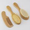 Healvian 1set Wool Hair Brush and Wooden Comb Ergonomic Scalp for Newborn Hair Care Gentle Brush for Daily Use Safe and Comfortable Supplies view 3