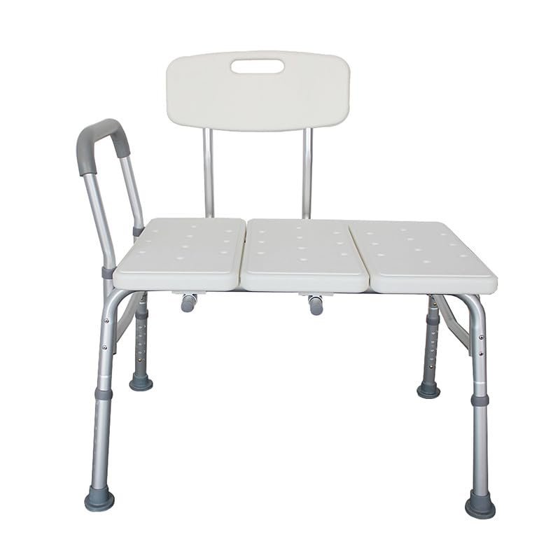 Tub Transfer Bench for Bathtub Shower Chair with Arms and Back,Adjustable Heights,Bathtub Stool Bath Chair Shower Seats for Adults Elderly Seniors Disabled,Supports up to 330Lbs,White Padded Handle