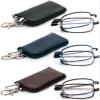 REAVEE 3 Pack Folding Reading Glasses with Keychain Compact Bags for Women Men, Blue Light Blocking Spring Hinge Portable Pocket Readers, Black Brown and Blue 2.25 view 1
