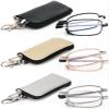 REAVEE 3 Pack Folding Reading Glasses with Keychain Compact Bags for Women Men, Blue Light Blocking Spring Hinge Portable Pocket Readers, Black Gold and Silver 3.5 view 1