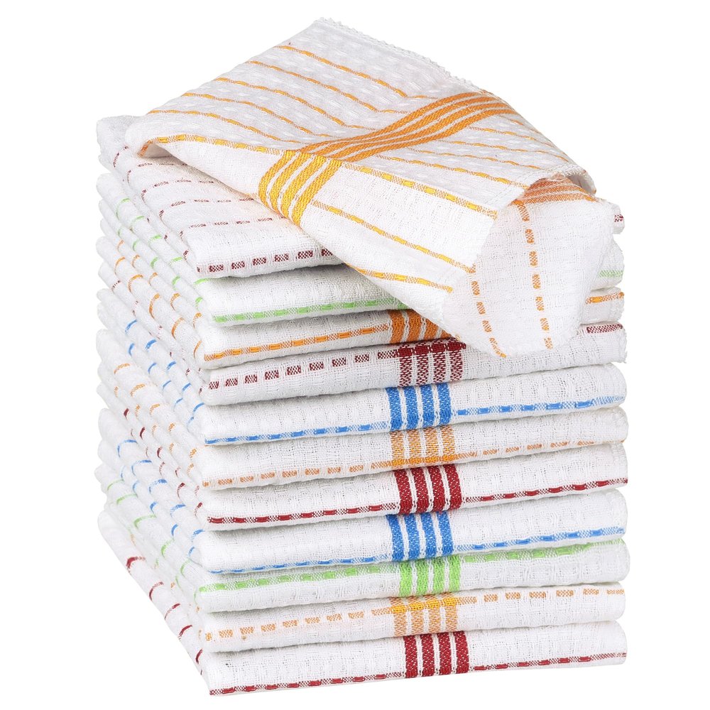 uxcell Reuseable Cleaning Cloths, Super Absorbent Cotton Cleaning Cloth Reuseable Cleaning Towels Lint Free Rags for House, Kitchen, Car, Window Gifts 12 Pack Multi
