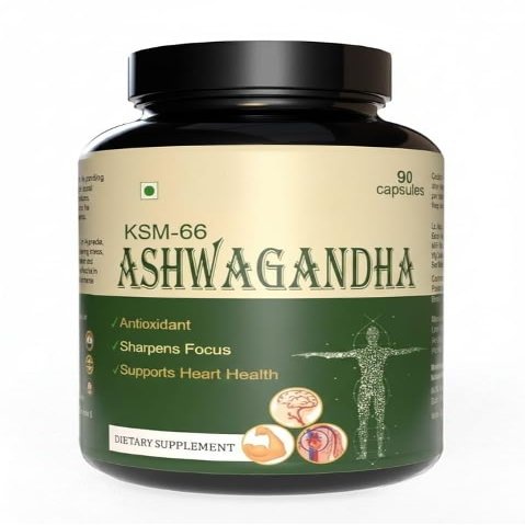 Ashwagandha KSM-66 Capsule | Support Stamina, Strength & Energy | Joint & Muscles | Antioxidant | Withania Somnifera | 90-Vegetarian Capsules