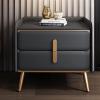 Bedside Table Modern Simplicity Bedside Drawer Solid Wood Nightstand with 2 Storage Drawers and Metal Legs for Bedroom Living Room(Color:White) (Color : Navy Blue) view 1