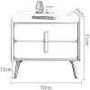 Bedside Table Modern Simplicity Bedside Drawer Solid Wood Nightstand with 2 Storage Drawers and Metal Legs for Bedroom Living Room(Color:White) (Color : Navy Blue) view 2