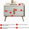 Bedside Table Modern Simplicity Bedside Drawer Solid Wood Nightstand with 2 Storage Drawers and Metal Legs for Bedroom Living Room(Color:White) (Color : Navy Blue) view 3