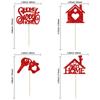 24Pcs Home Sweet Home Cupcake Toppers Glitter Key Housewarming Cupcake Pick Decorations for Welcome New Home Theme Party Cake Decorations Supplies Red view 2