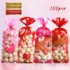Pasimy 100 Pcs Valentines Treat Bags Bulk Valentine's Day Cellophane Gift Bags Pink Red Heart Clear Sweet Bear Plastic Goodie Candy Pouches with Twist Ties for Wedding Party Favors Supplies view 3