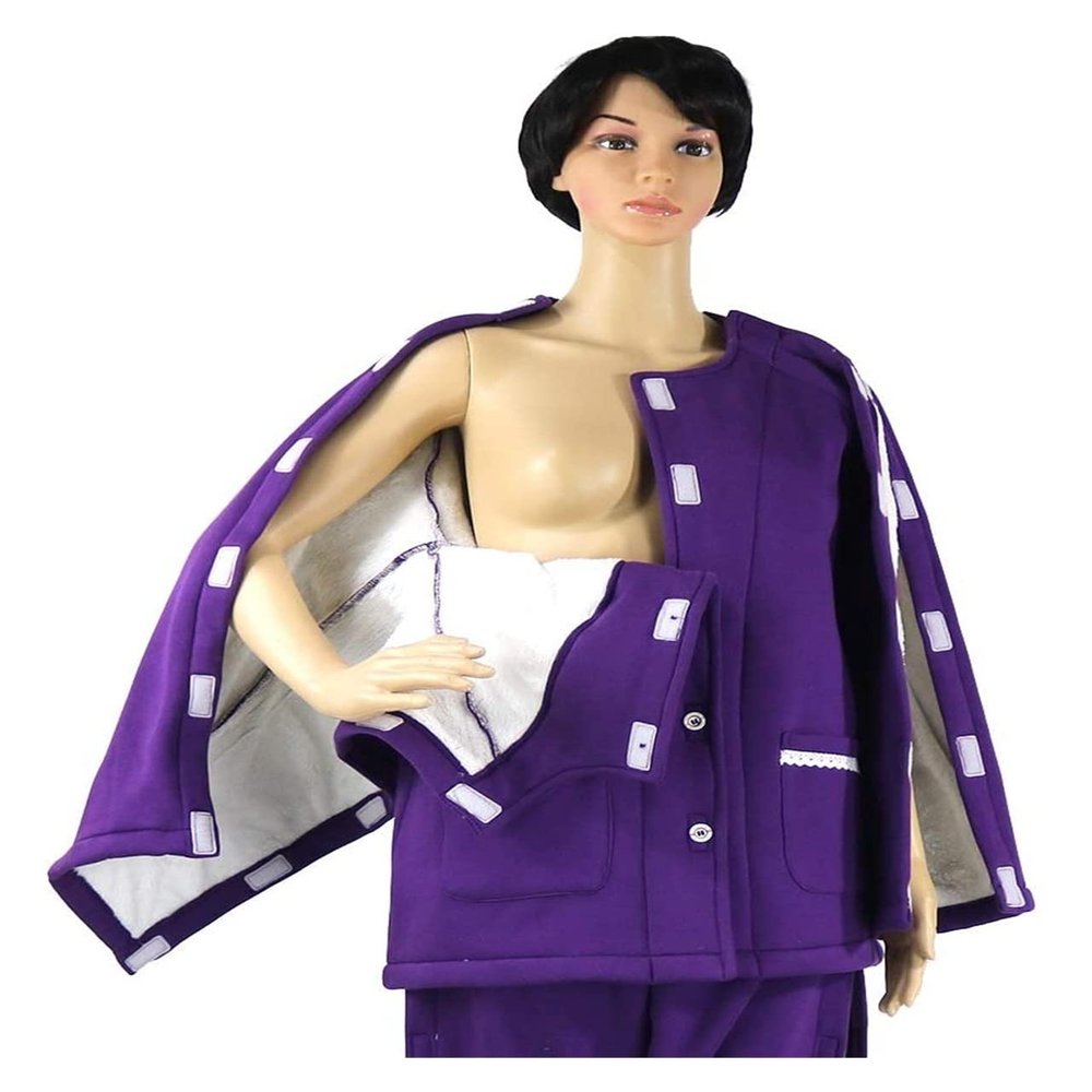 Patient Easy Wear Off Coat Thick Cotton Paralysis Clothing Suitable for Long-Term Bed Rest Elderly Fractures Hospital/Home Care Aid,L 22.5.4