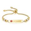 mnmoom Medical Alert Bracelets for Women Stainless steel Heart Medical ID bracelets with Free Engraving (Slider Box chain-Gold/TYPE 1 DIABETES) view 1