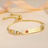 mnmoom Medical Alert Bracelets for Women Stainless steel Heart Medical ID bracelets with Free Engraving (Slider Box chain-Gold/TYPE 1 DIABETES) view 2