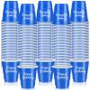 Layhit 100 Pcs Happy Birthday Plastic Shot Glasses 2oz Disposable Shot Cups for Party Mini Drinking Cups for Birthday Wedding Party Favors Tasting Serving Snacks Samples(Blue) view 1