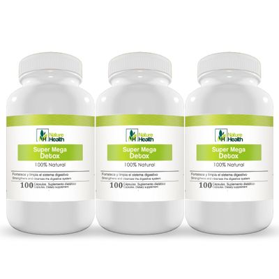 Nature Health Super Mega Detox Clense Capsulas con Alfalfa, Linaza, Cascara Sagrada, Fibra de Trigo y Avena, linaza (100 cpsulas) (3)