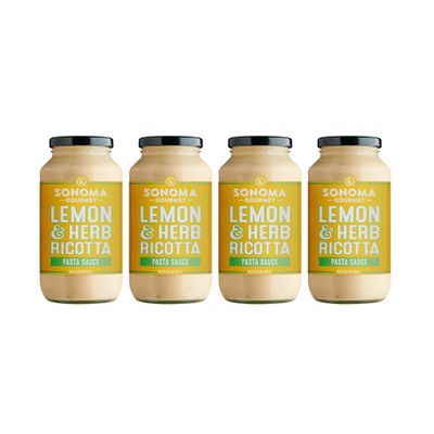 Lemon Herb Ricotta Pasta Sauce | No-Sugar Added | Fresh Ingredients | 25 Ounce Jars (Pack of 4)