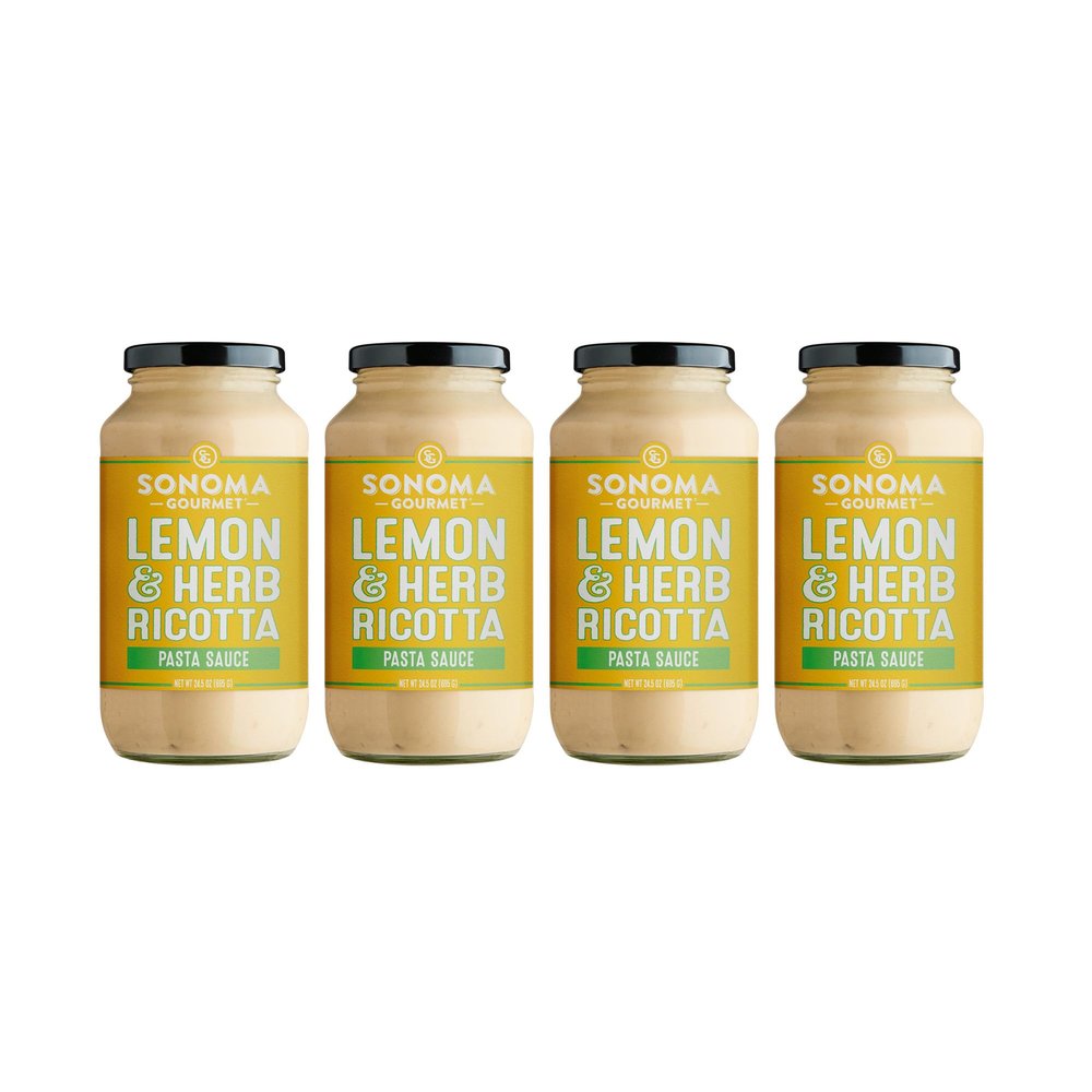 Lemon Herb Ricotta Pasta Sauce | No-Sugar Added | Fresh Ingredients | 25 Ounce Jars (Pack of 4)