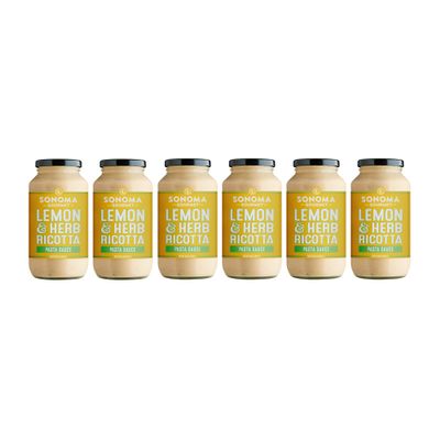 Lemon Herb Ricotta Pasta Sauce | No-Sugar Added | Fresh Ingredients | 25 Ounce Jars (Pack of 6)